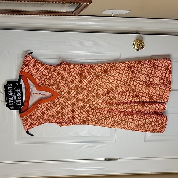 New York & Company Dresses & Skirts - New York & Company Medium Dress Orange White Sleeveless Pockets